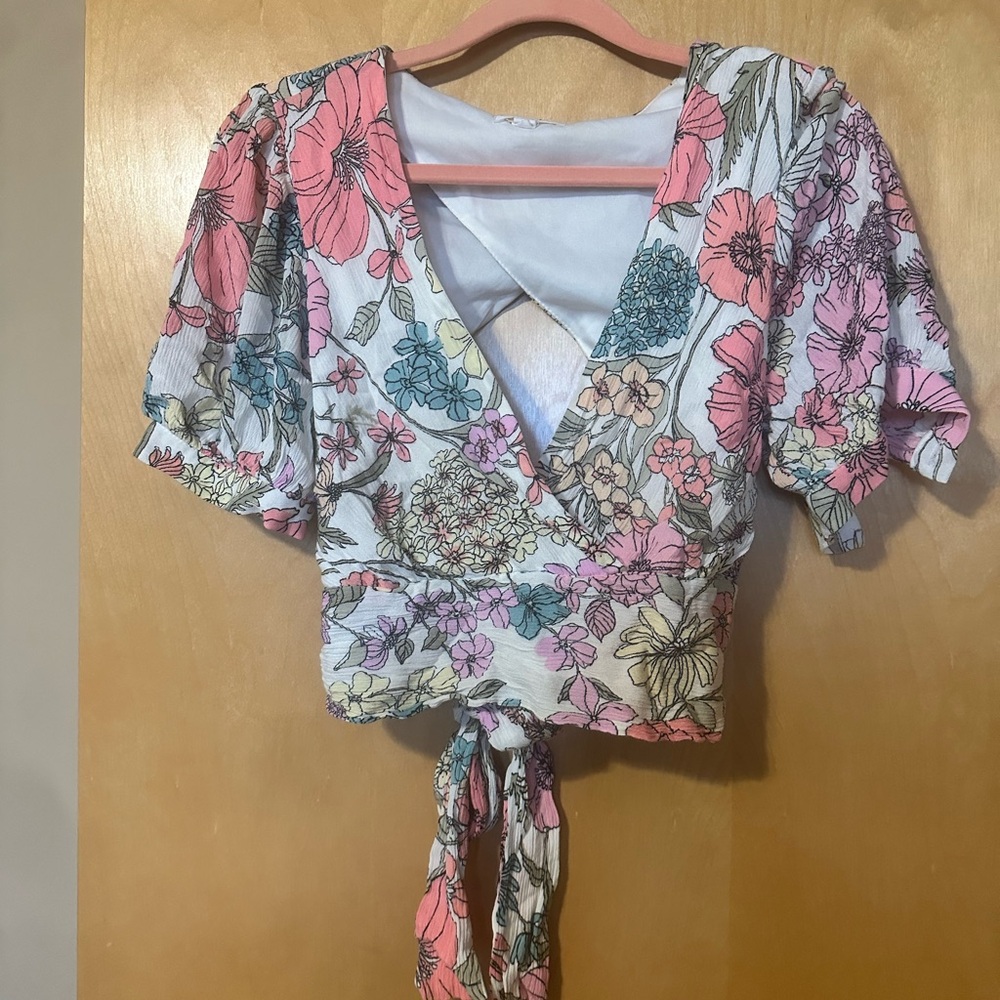 Floral Wrap Top - Multicolor